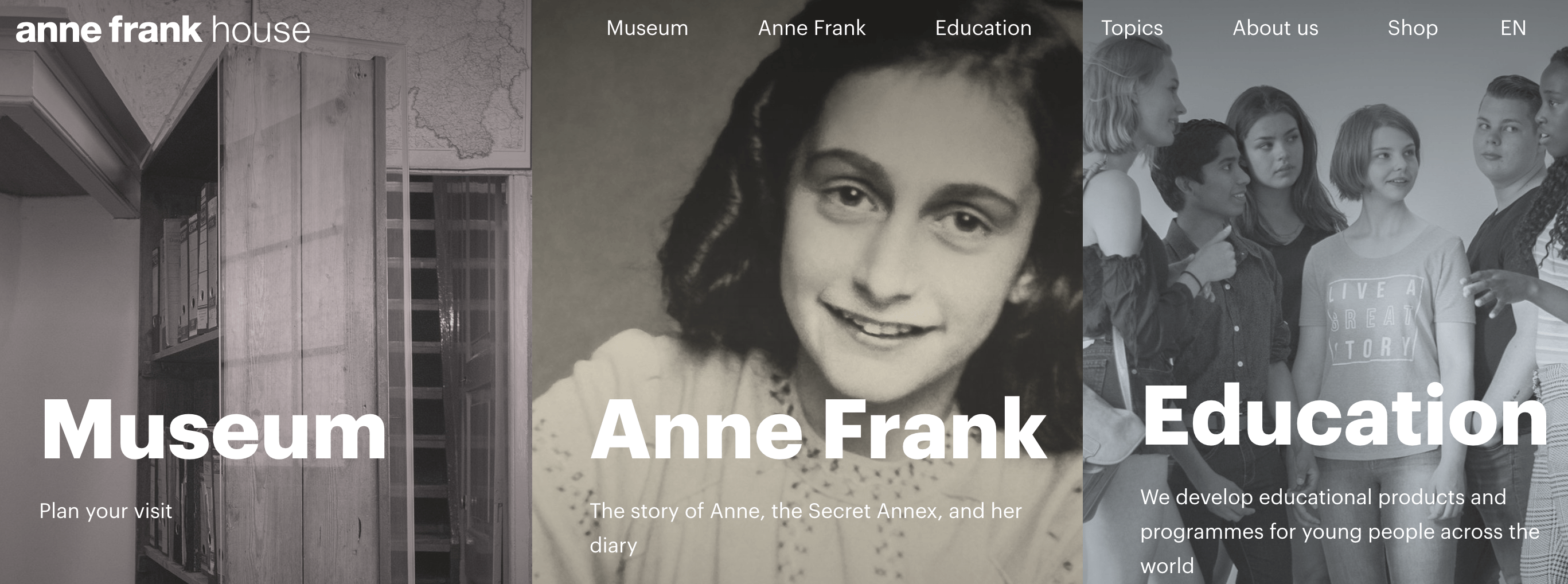 Homepage for Anne Frank House