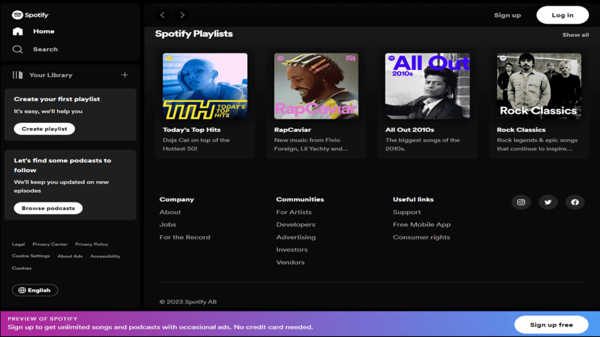 black website designs 5 spotify