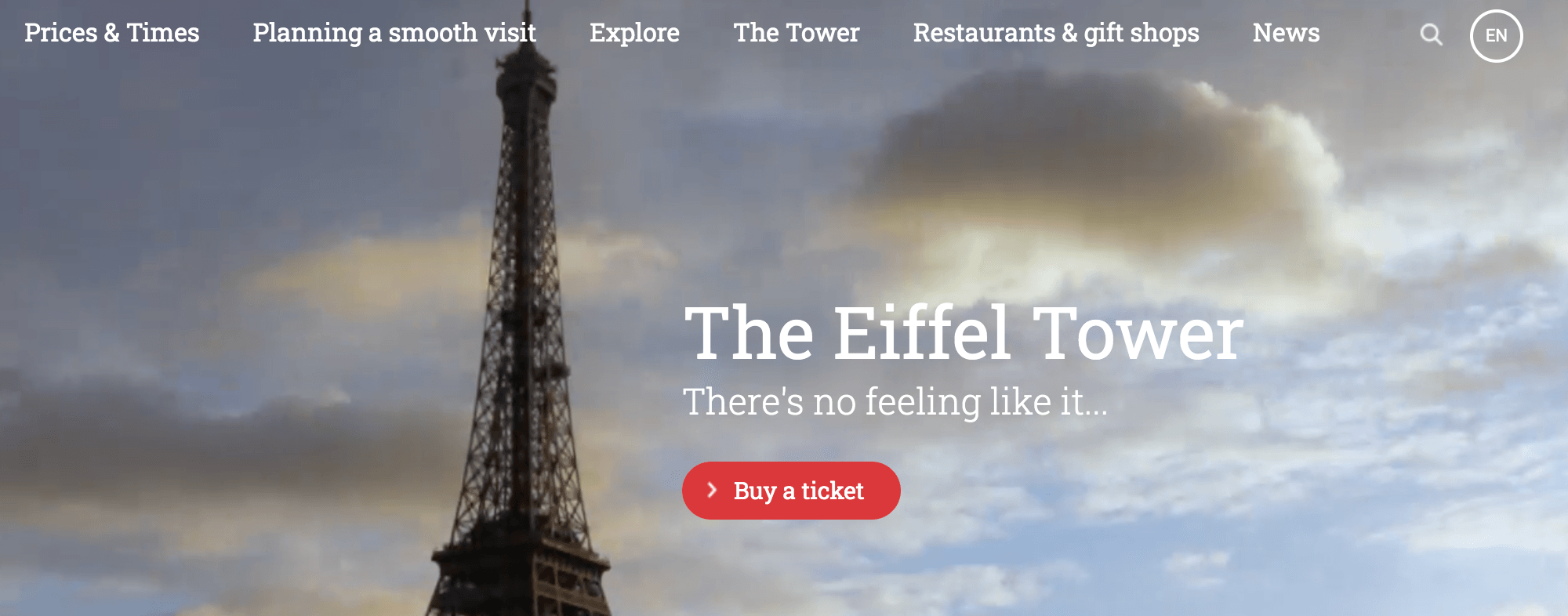 Homepage for the Eiffel Tower