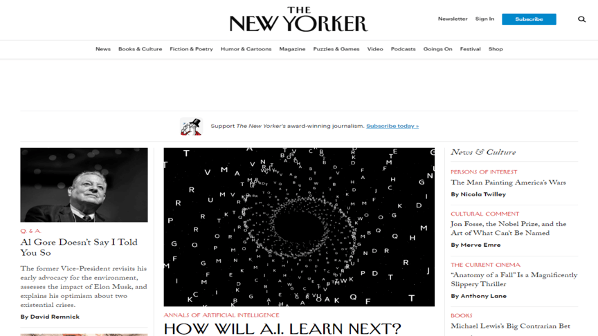 example of beautiful websites 7 the new yorker