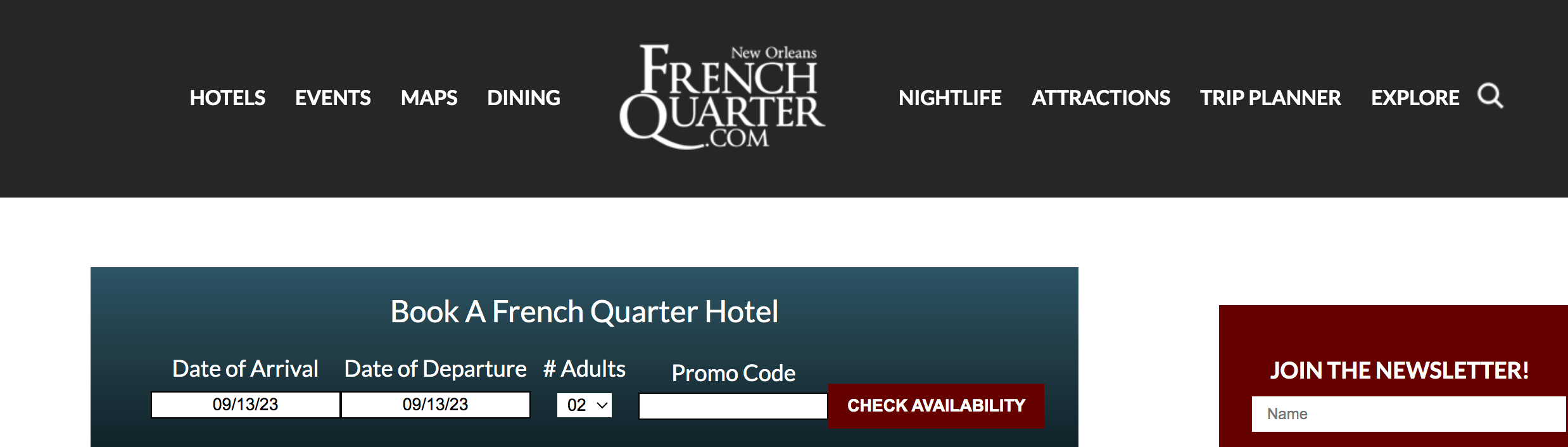 Homepage for the French Quarter