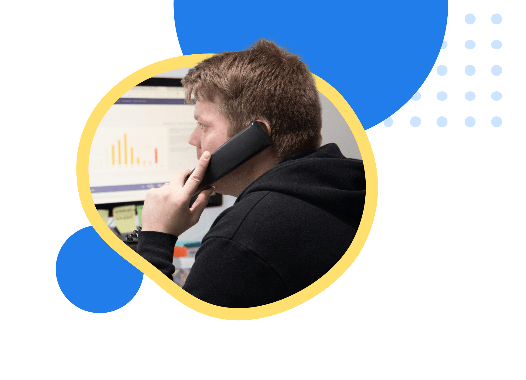 WebFX employee talks on the phone with a client