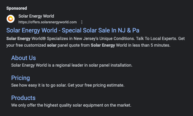 solar energy ad extensions