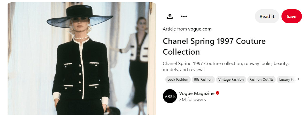 Chanel Pinterest content from Vogue