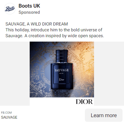 Dior Sauvage social media ad