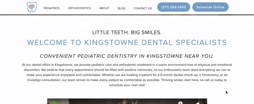 Blank space surrounding information on Kingstowne's website