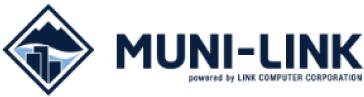 MUNI-LINK logo with a blue and green color scheme, featuring a stylized diamond-shaped design with a white 'T' in the center, above the text 'MUNI-LINK' in blue capital letters, followed by the tagline 'Utility Billing Solutions' in green.