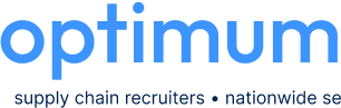 Optimum Supply Chain Recruiters logo with the word 'optimum' in lowercase blue letters, followed by 'supply chain recruiters' in smaller grey font and 'nationwide search' in a smaller italicized grey font.