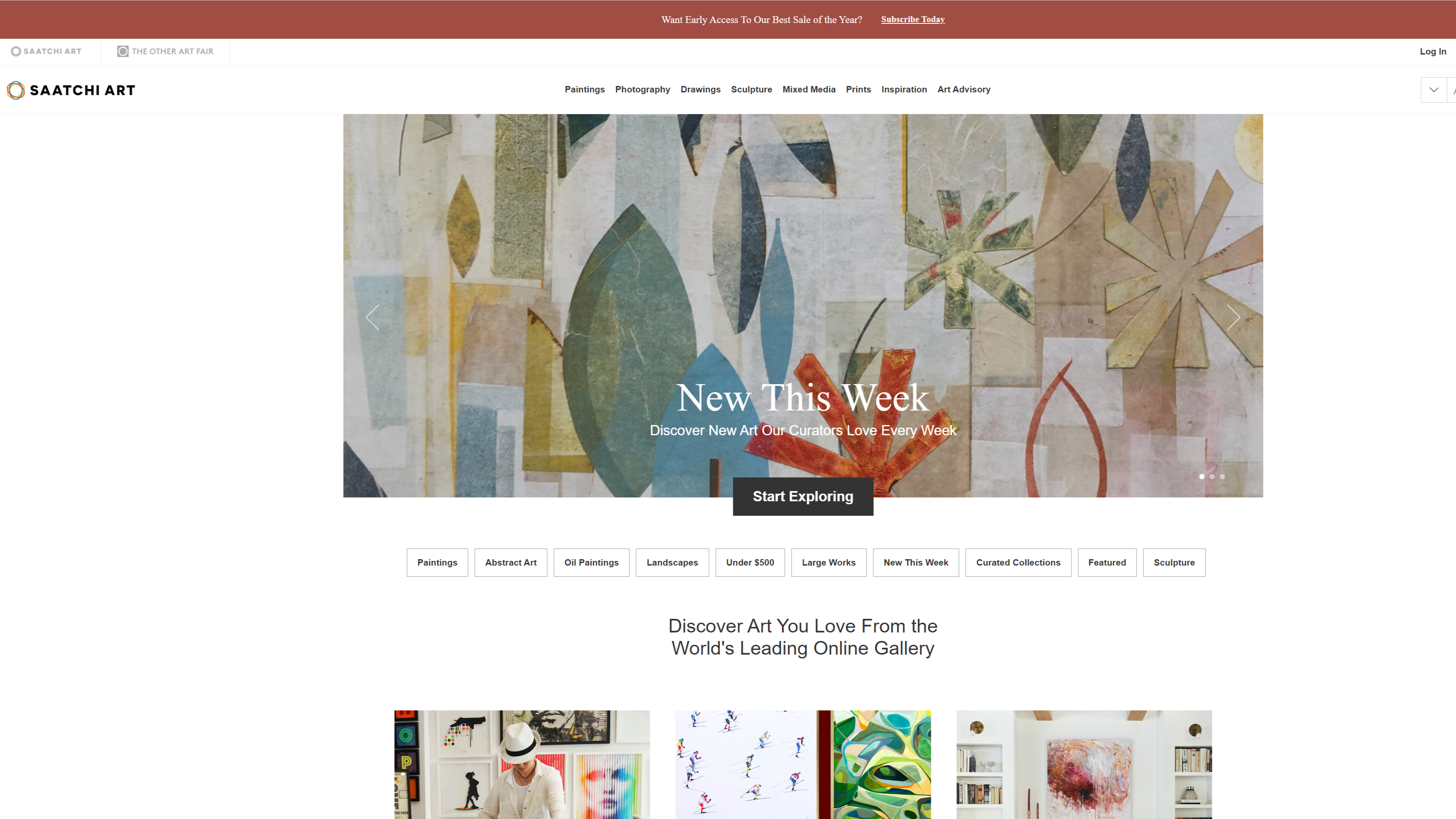 saatchi art homepage