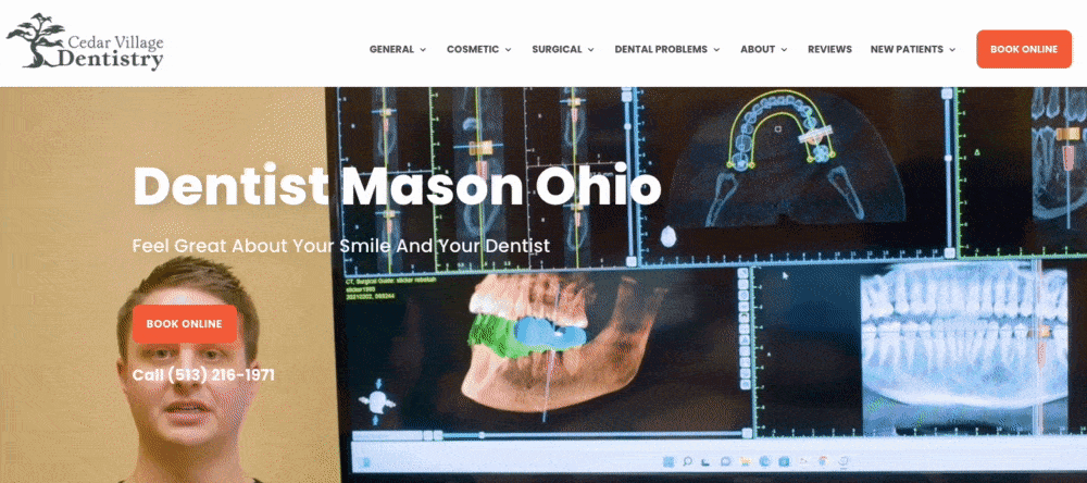 Top of Cedar Village Dentistry's website