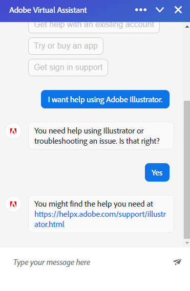 chatbot example adobe