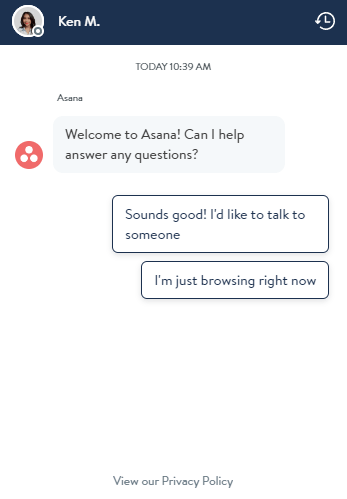 chatbot example asana