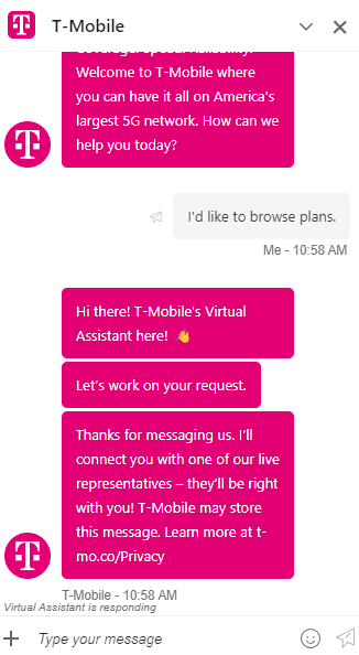 chatbot example t mobile