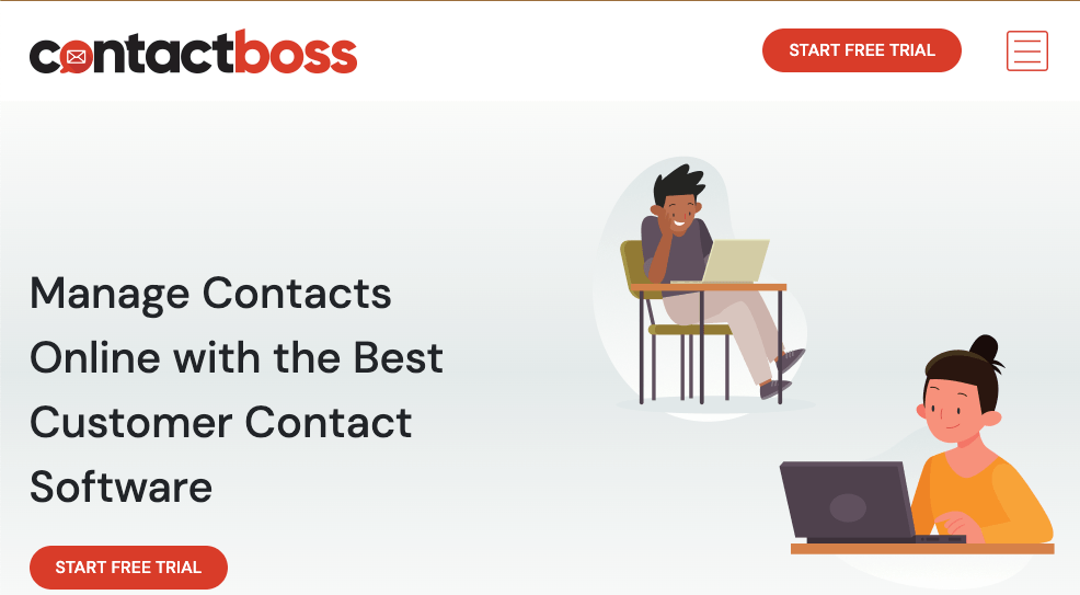 Homepage for ContactBoss