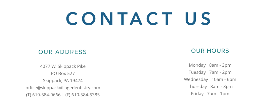 Contact information on the bottom of Skippack's website