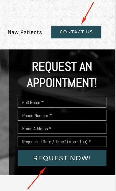CTA buttons on East Indy Dental's website