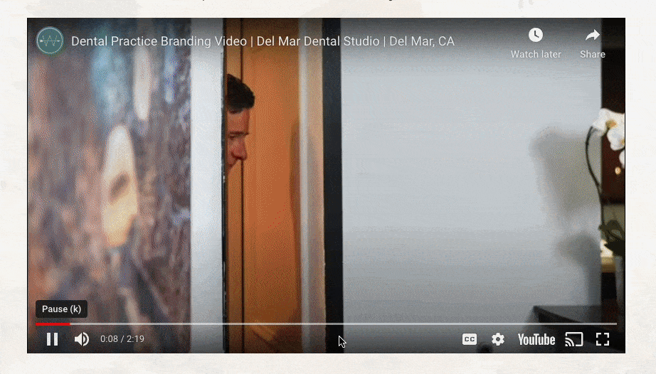 YouTube video on Del Mar Dental's website
