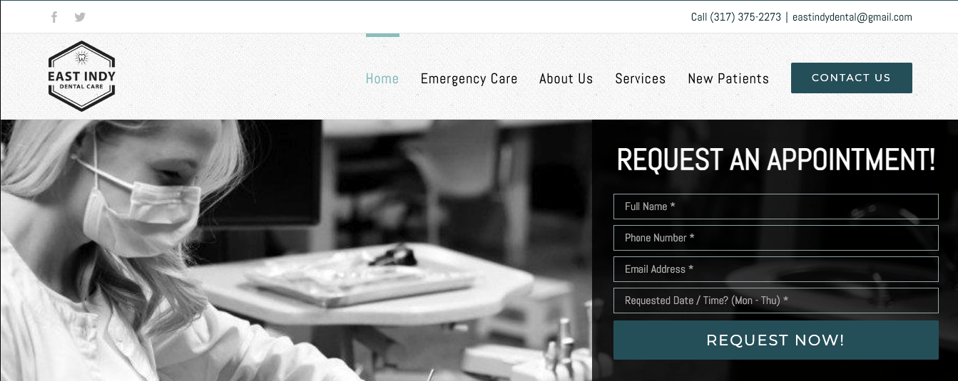 Homepage for East Indy Dental