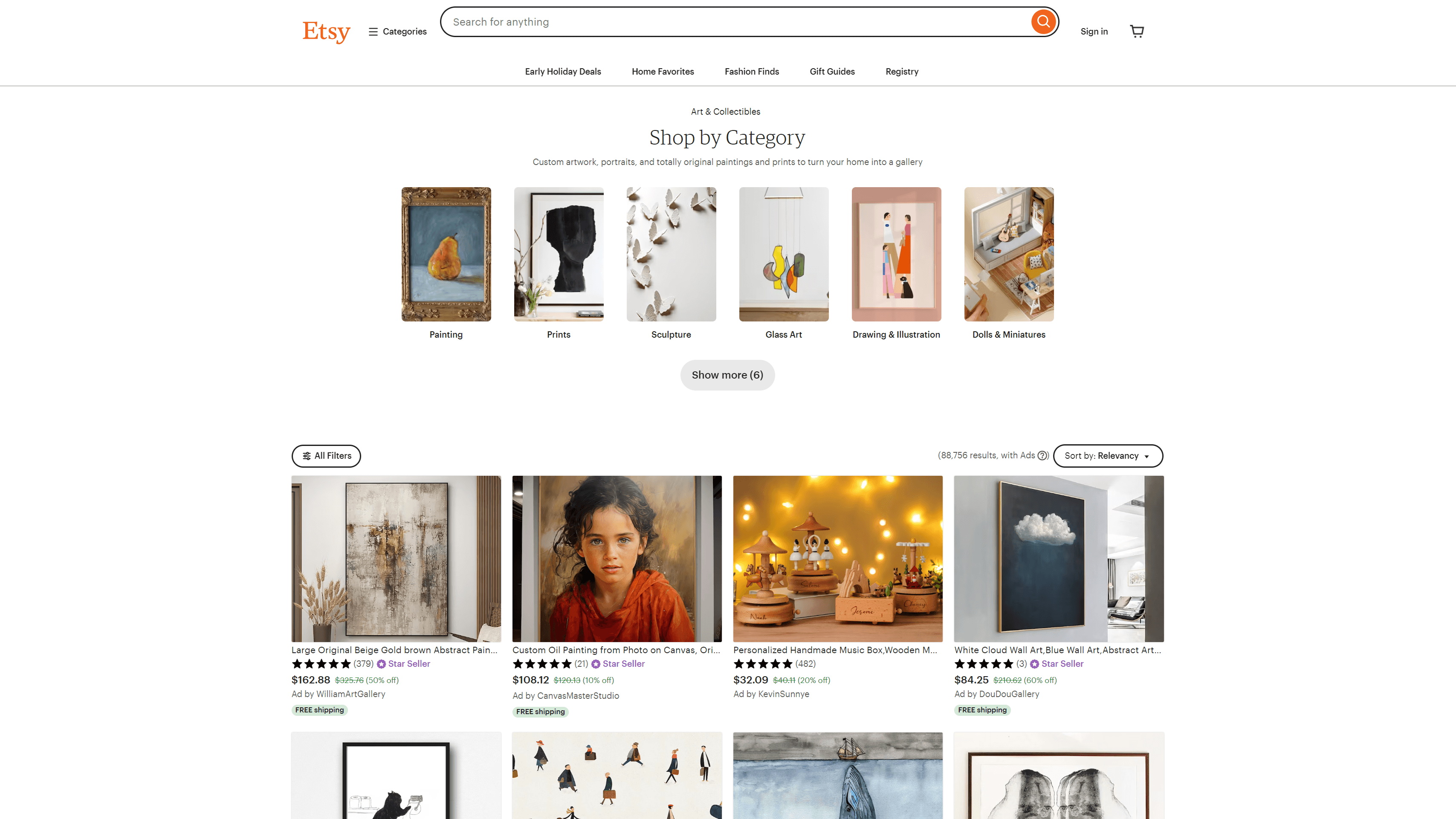 etsy art collection page