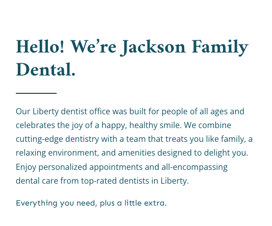 Jackson Family Dental information on their website