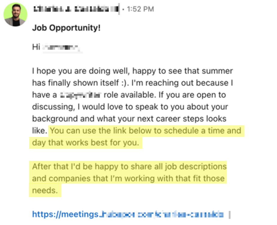 example of cta in linkedin inmail message