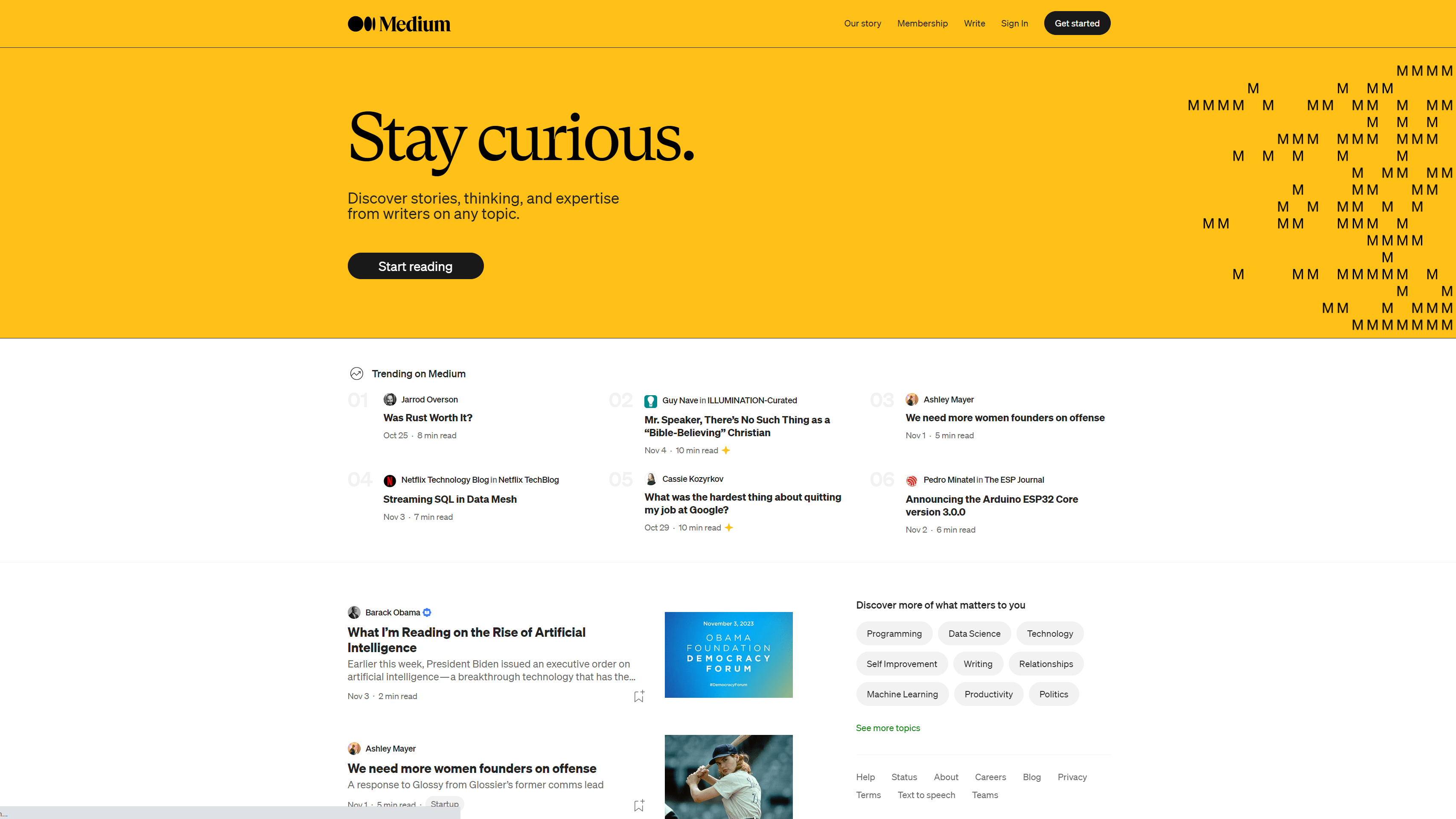 Medium website builder homepage