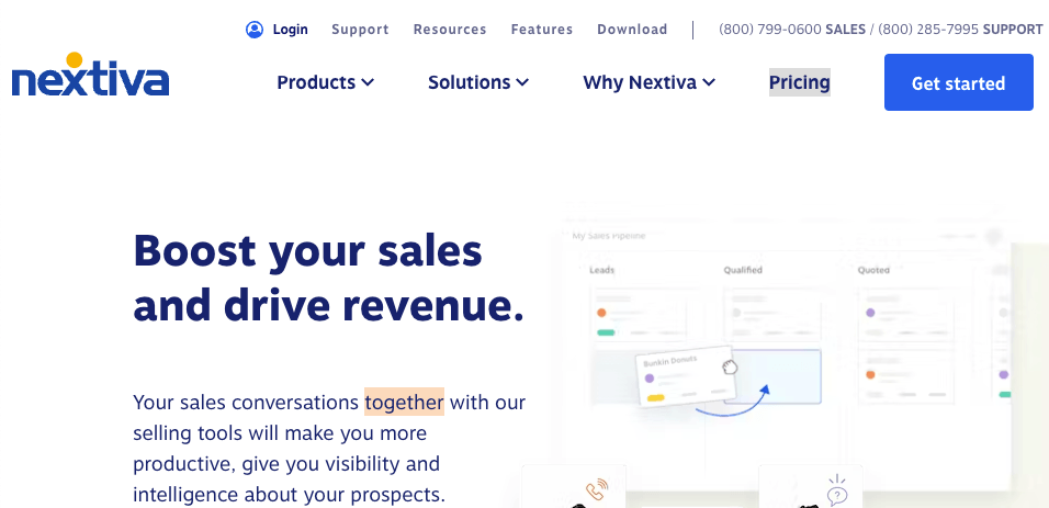 Homepage for Nextiva