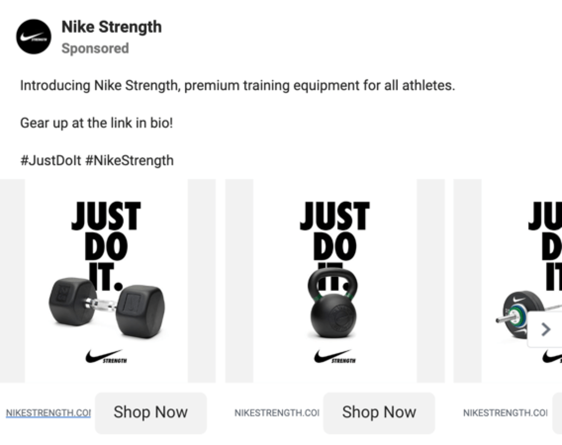 nike just do it slogan facebook ad