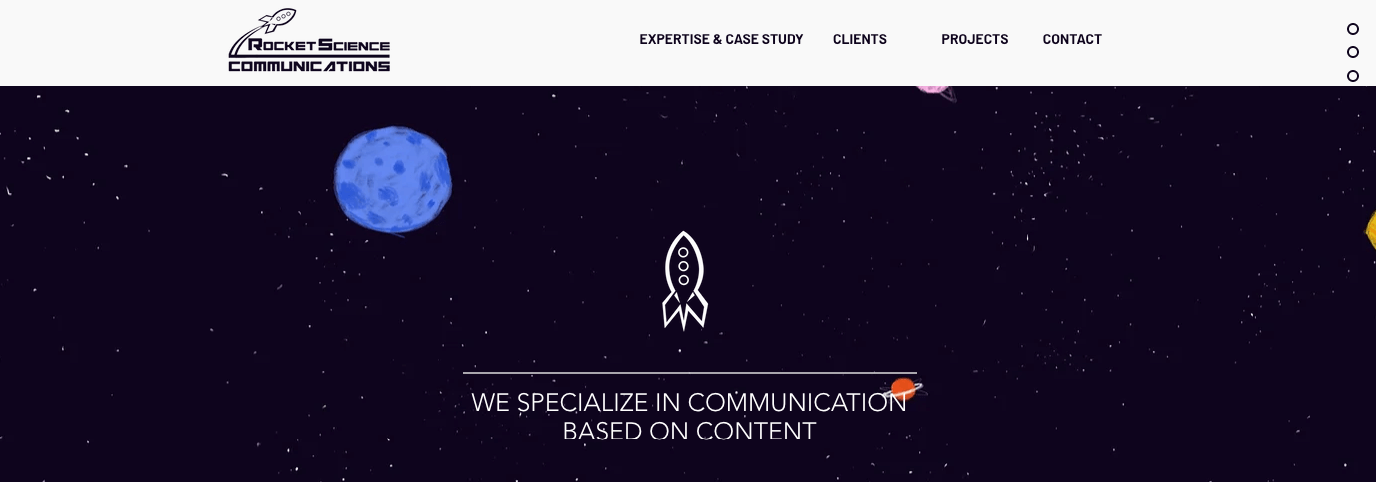 Homepage for Rocket Science Communications