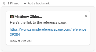 slack pinned message