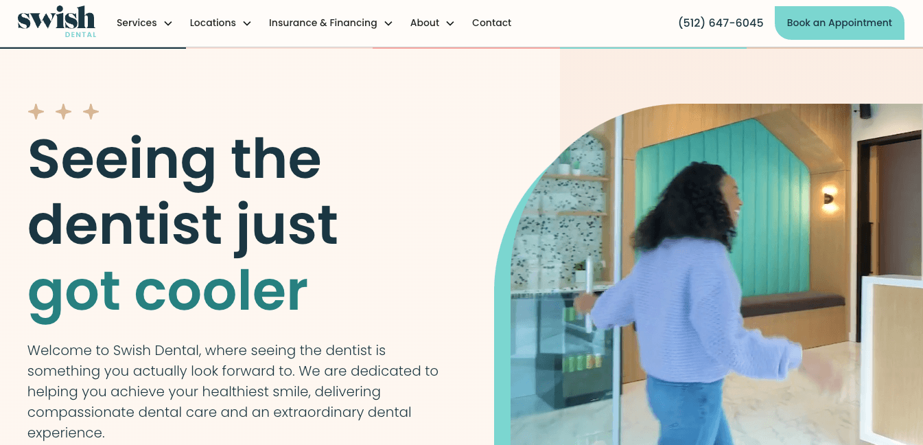 Homepage for Swish Dental