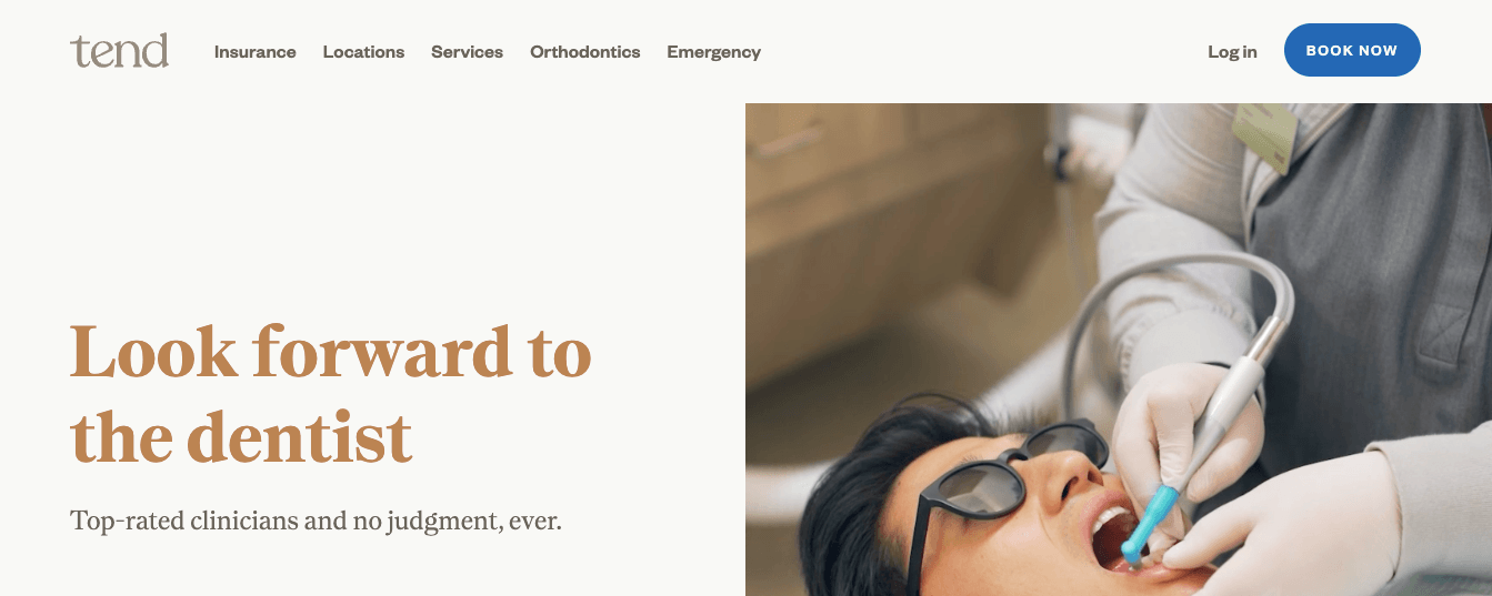 Homepage for Tend