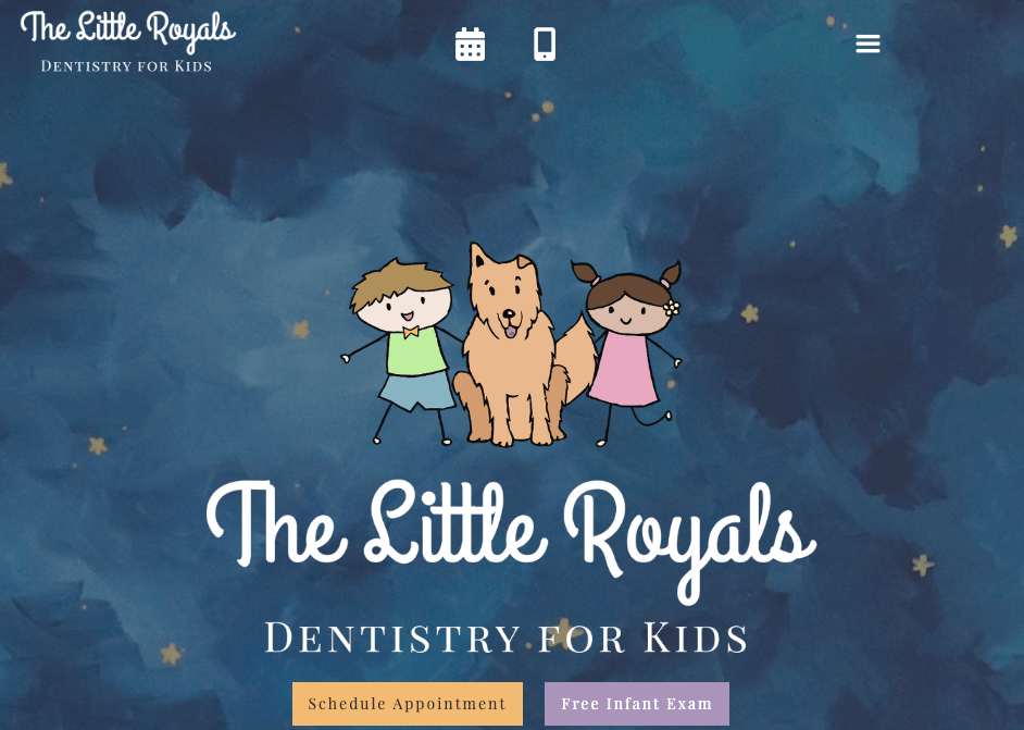 Homepage for the Little Royal's dental office