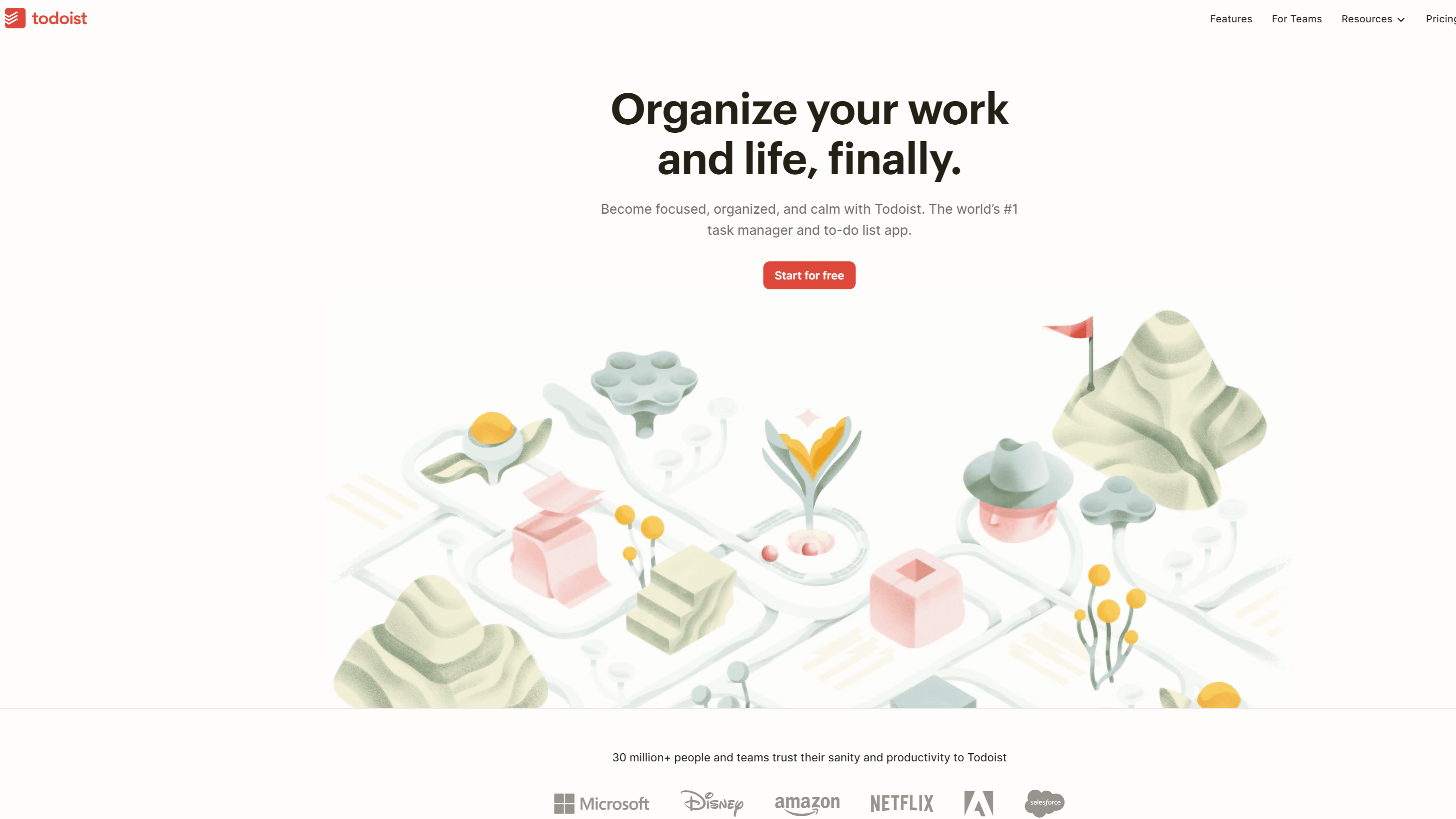 Todoist task management tool homepage