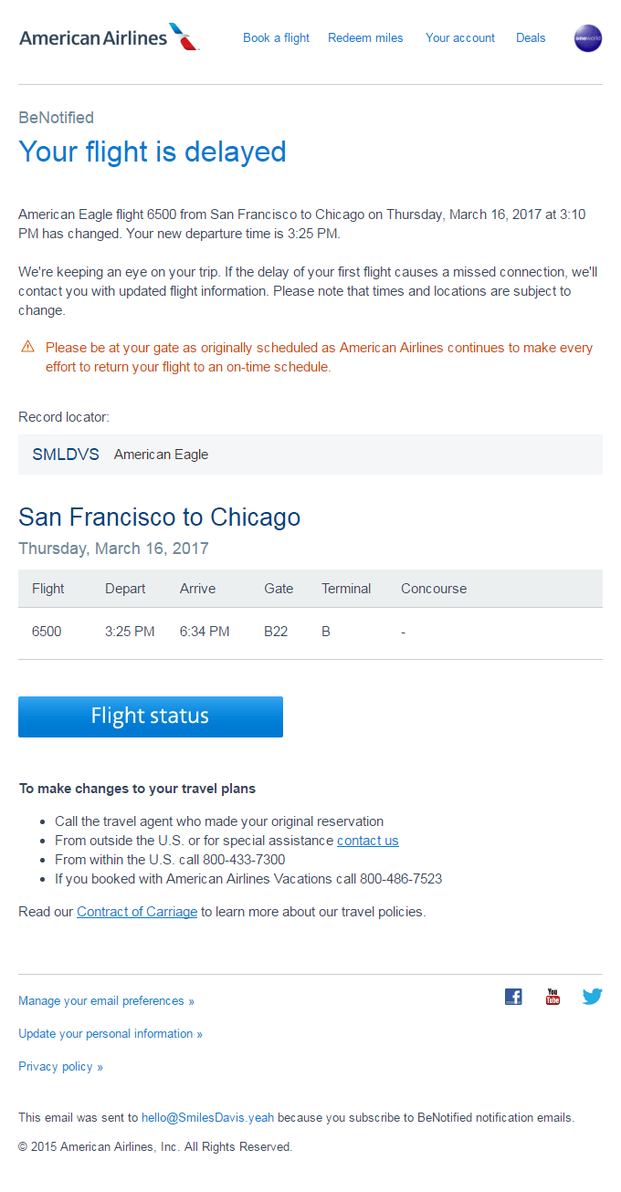 transactional email american airlines