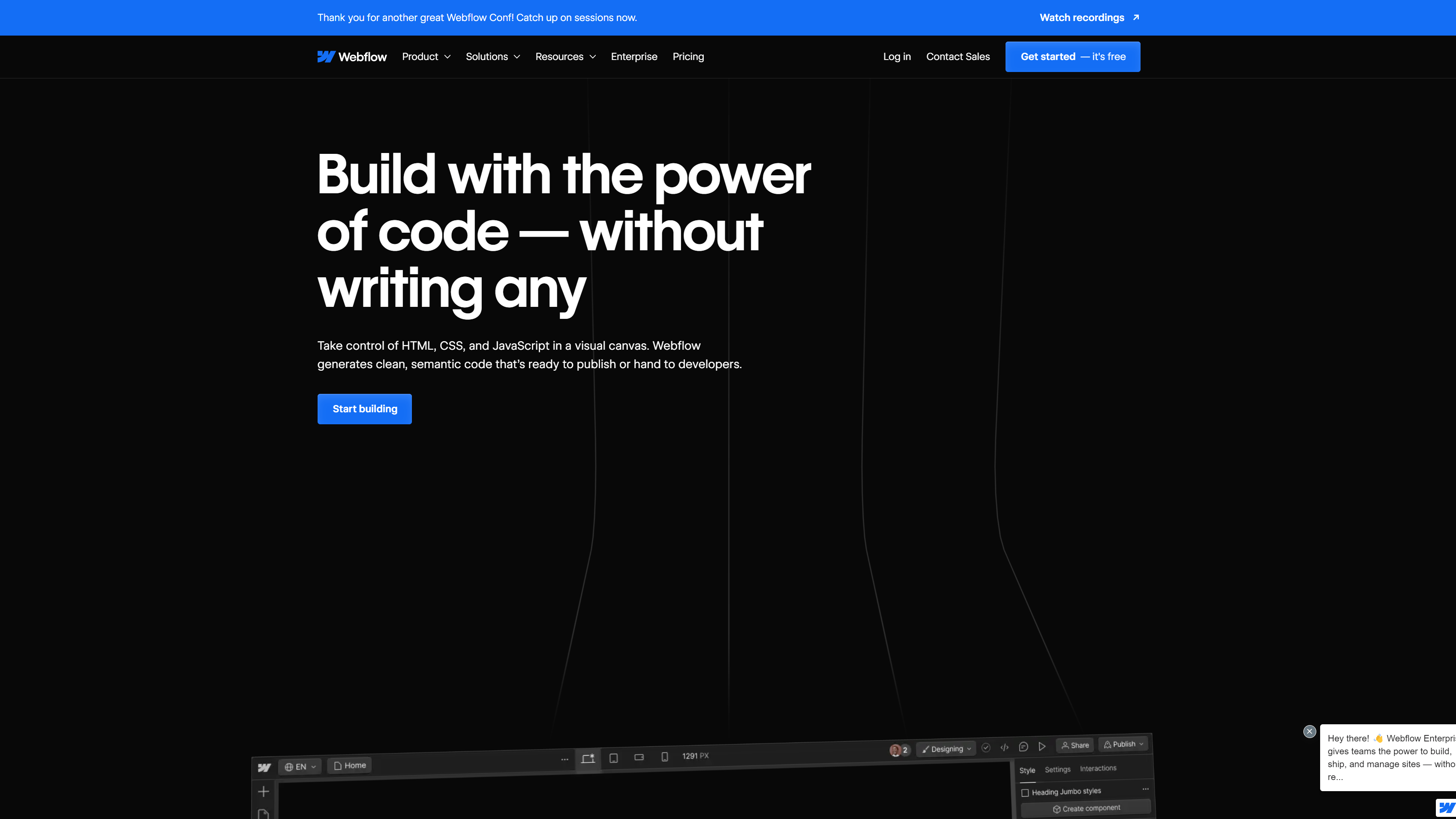 Webflow website builder homepage