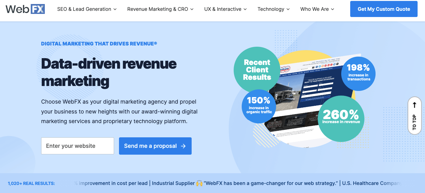 Homepage for WebFX