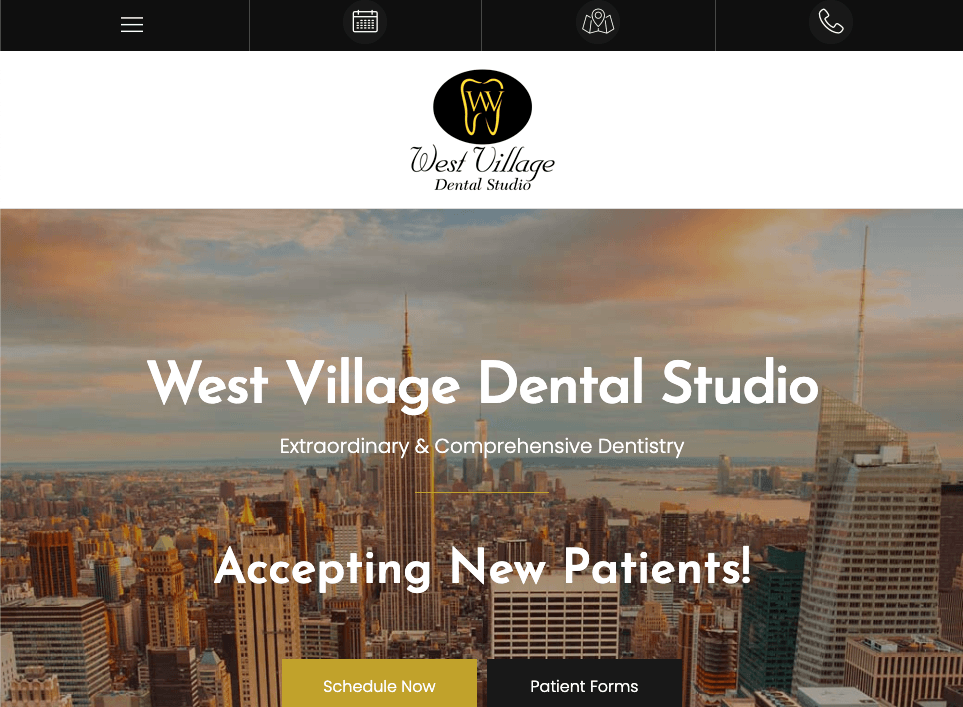 Homepage for West Village Dental Studio