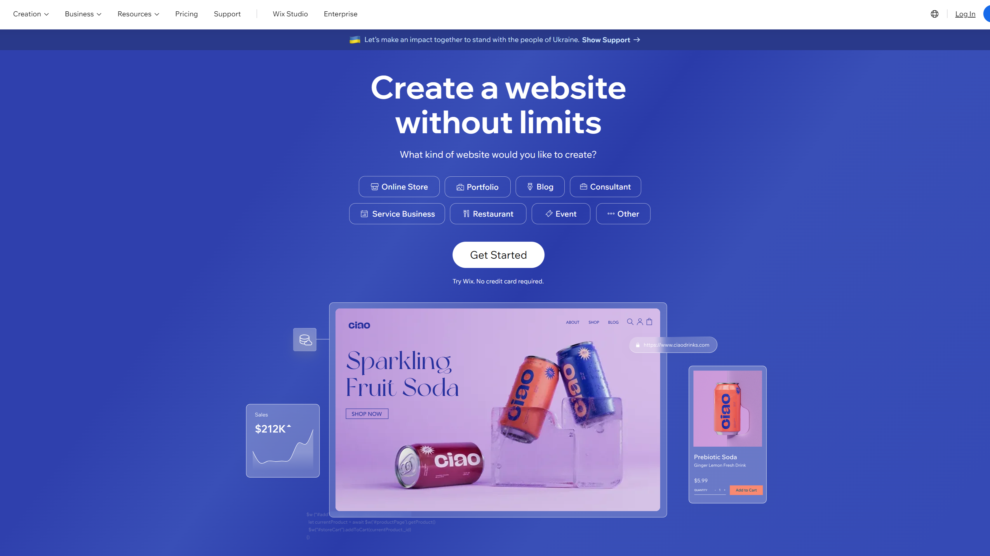 Wix website builder homepage 