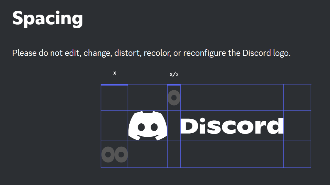 Discord brand guidelines and logo spacing information