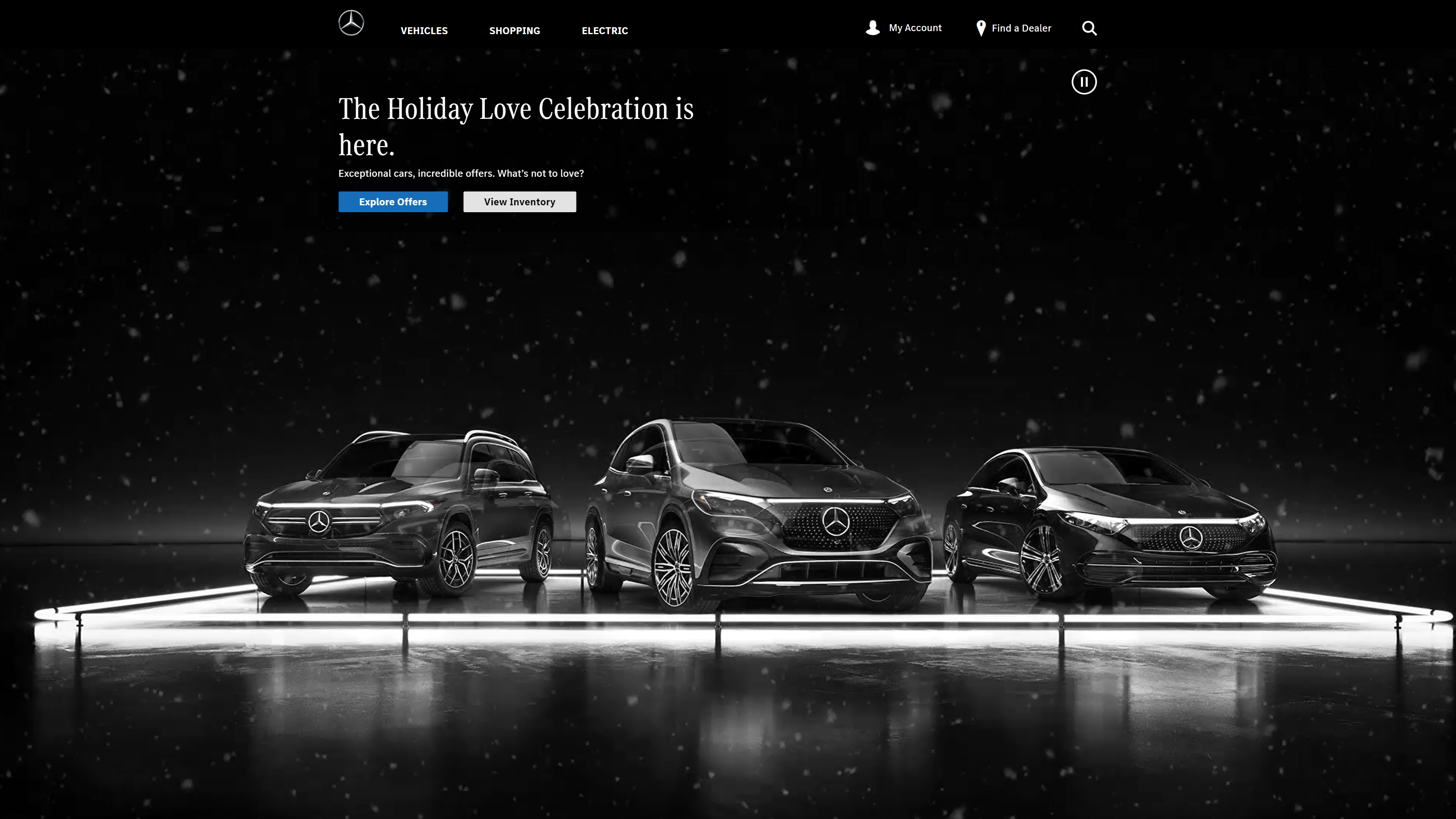 Mercedes Benz website navigation menu