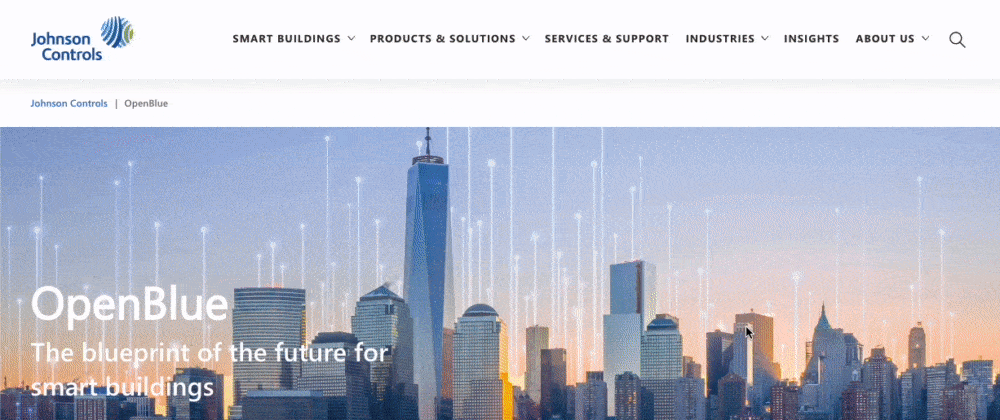 Homepage of Johnson Controls