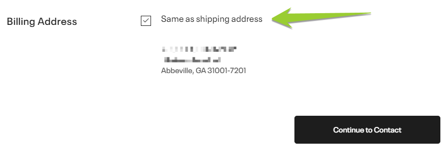 billing address in the checkout process