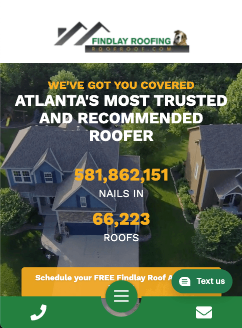 Mobile version of Findlay Roofing's website