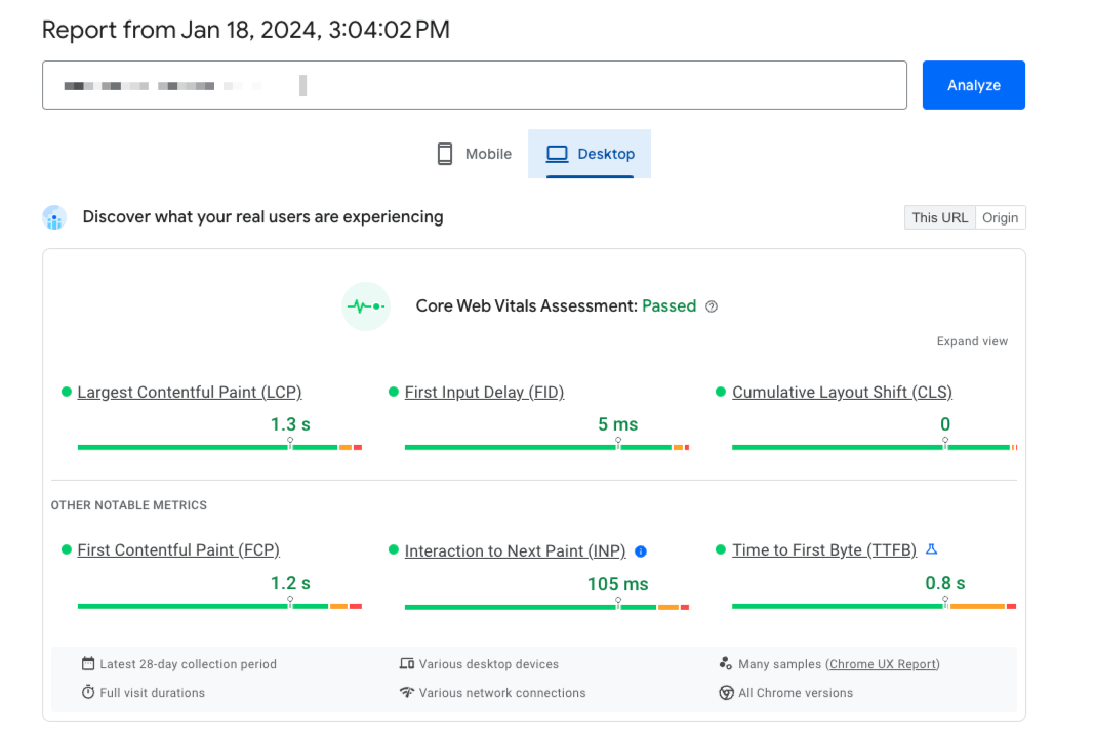 Screenshot of Google PageSpeed Insights test for Semrush.com