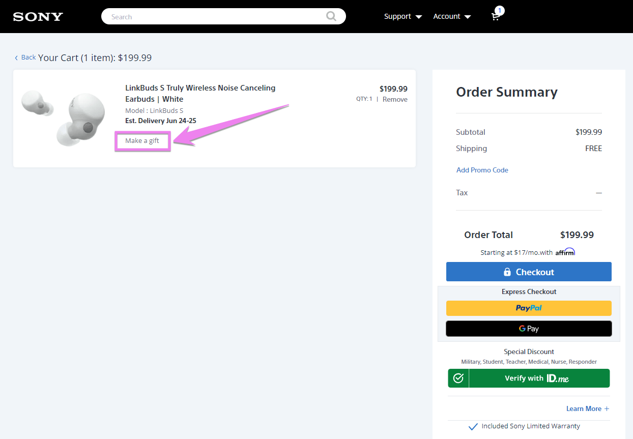 sony ux has a streamlined shopping cart experience