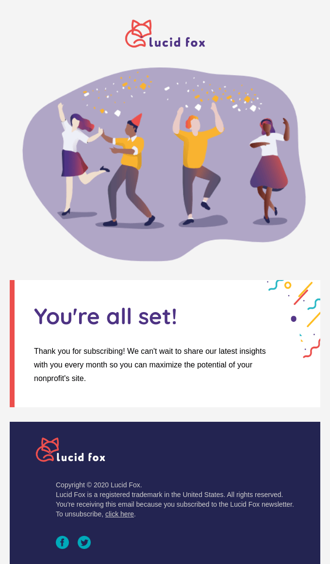 confirmation email lucid fox