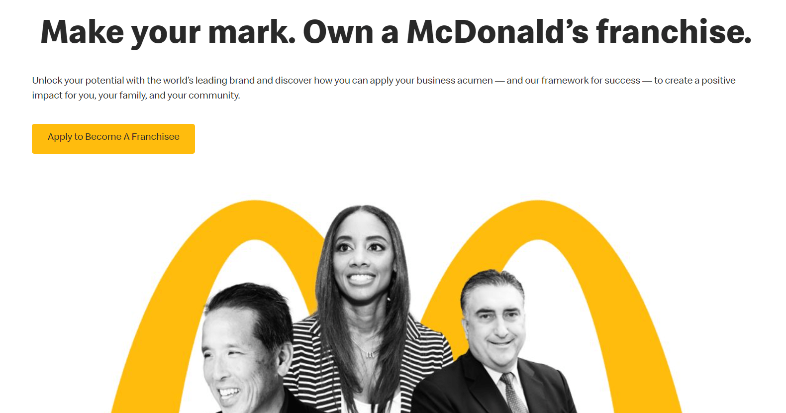 Screenshot of McDonald's franchising page