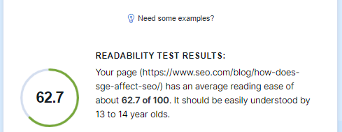 Readability results for SGE optimization