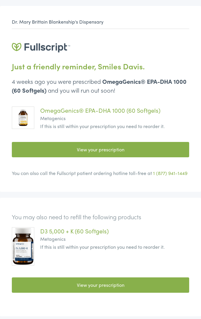 Fullscript reminder